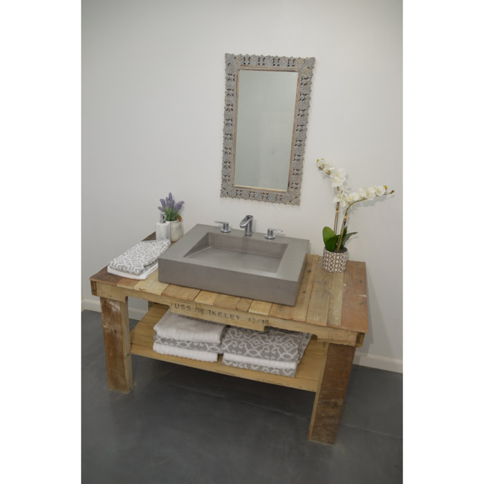 HydeConcrete Hyde Concrete Ramp 22'' Gray Concrete Rectangular Vessel Bathroom Sink Wayfair